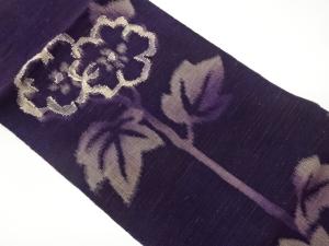 紗紬花葉模様織出し名古屋帯